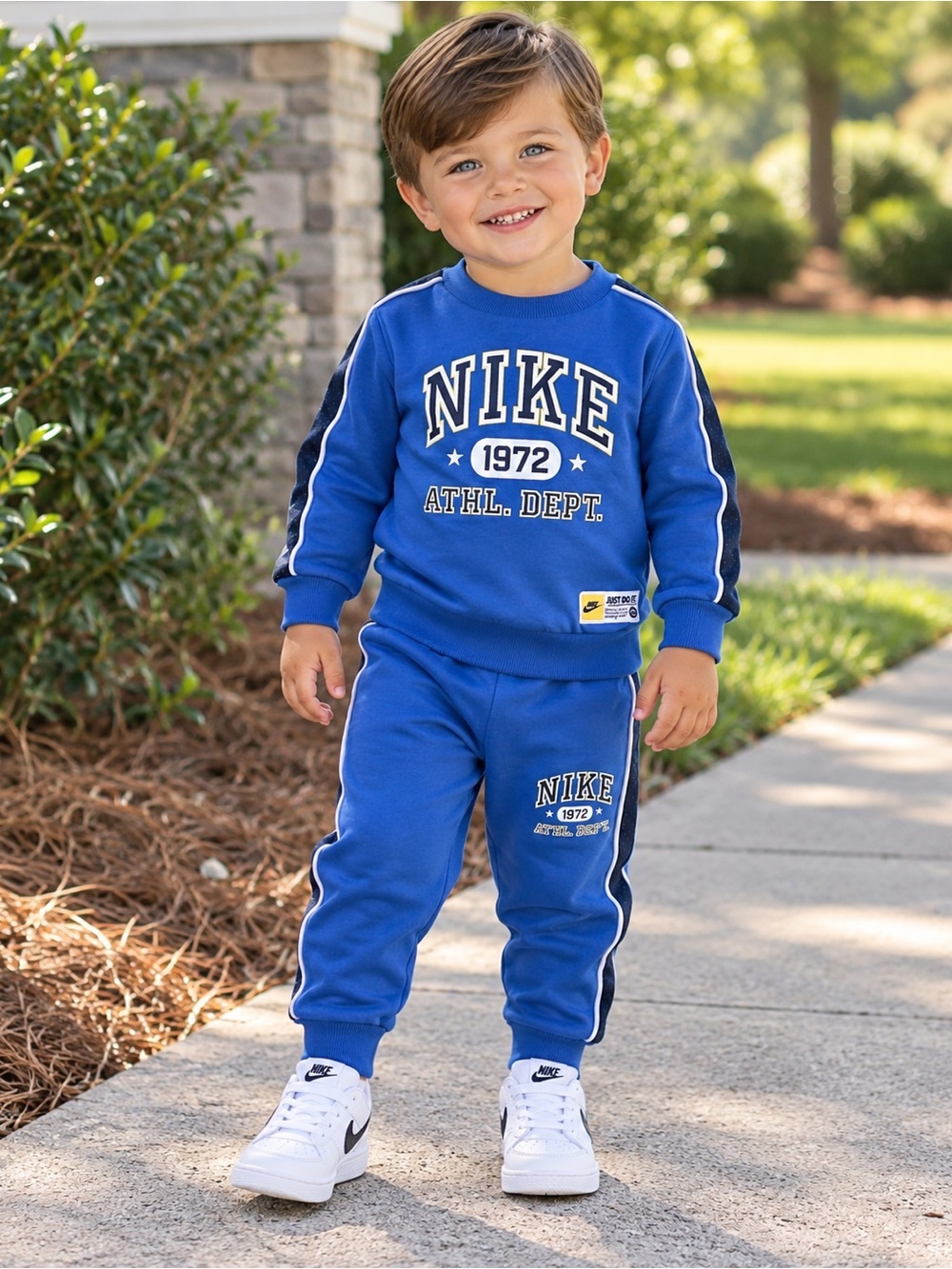 Nike Blue Sporty Athletic Crewneck Sweatshirt & Jogger Pants Boys Size 2T NWT
